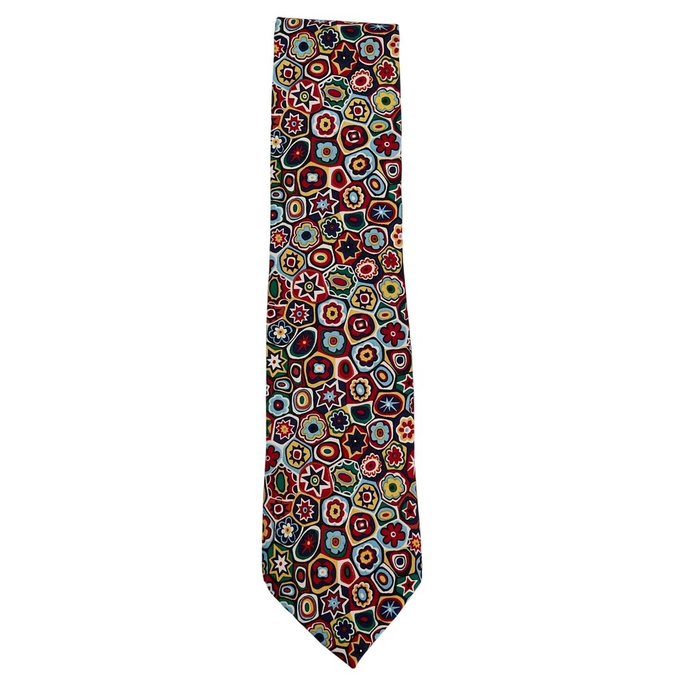 Museum of Fine Arts Boston Men's Silk Necktie Multicolor Floral Geometric - Picture 4 of 8